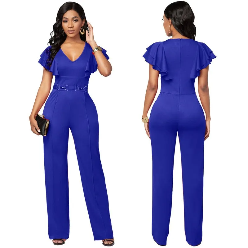 High Waist Plain Long Sleeve Women Elegant  Party Slim Autumn Ladies Jumpsuits