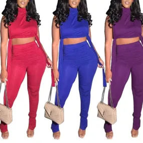 Jasmine 2 PCS Ruched Pants Set