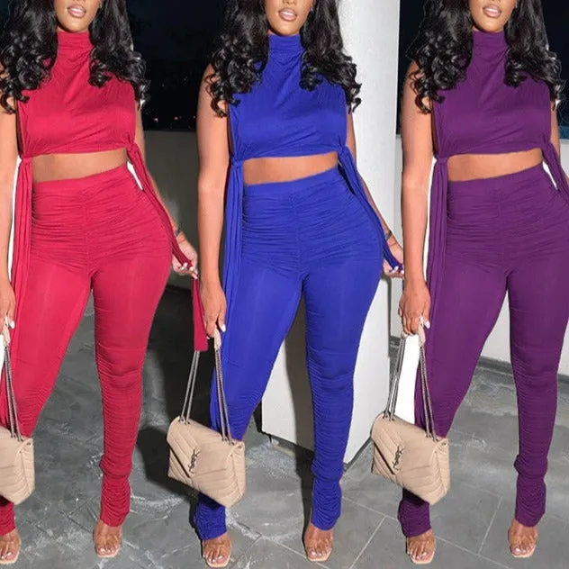 Jasmine 2 PCS Ruched Pants Set