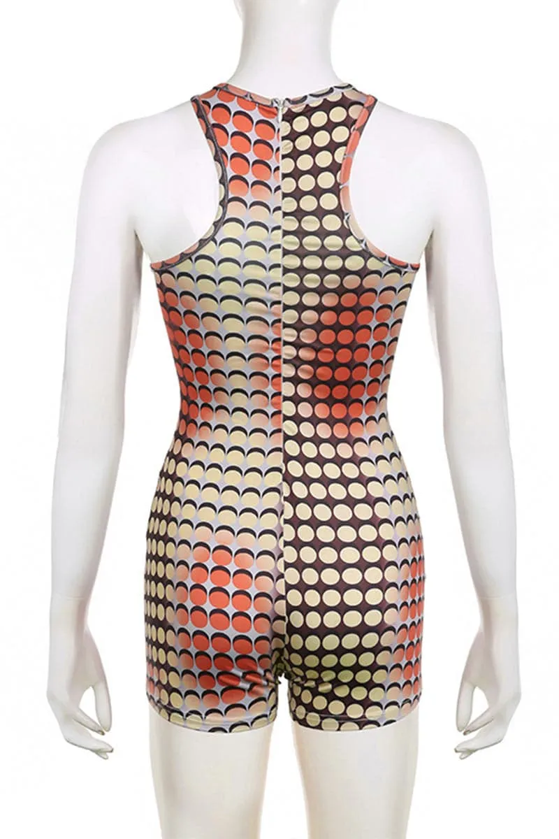 JC459 Sleeveless Graphic Rompers