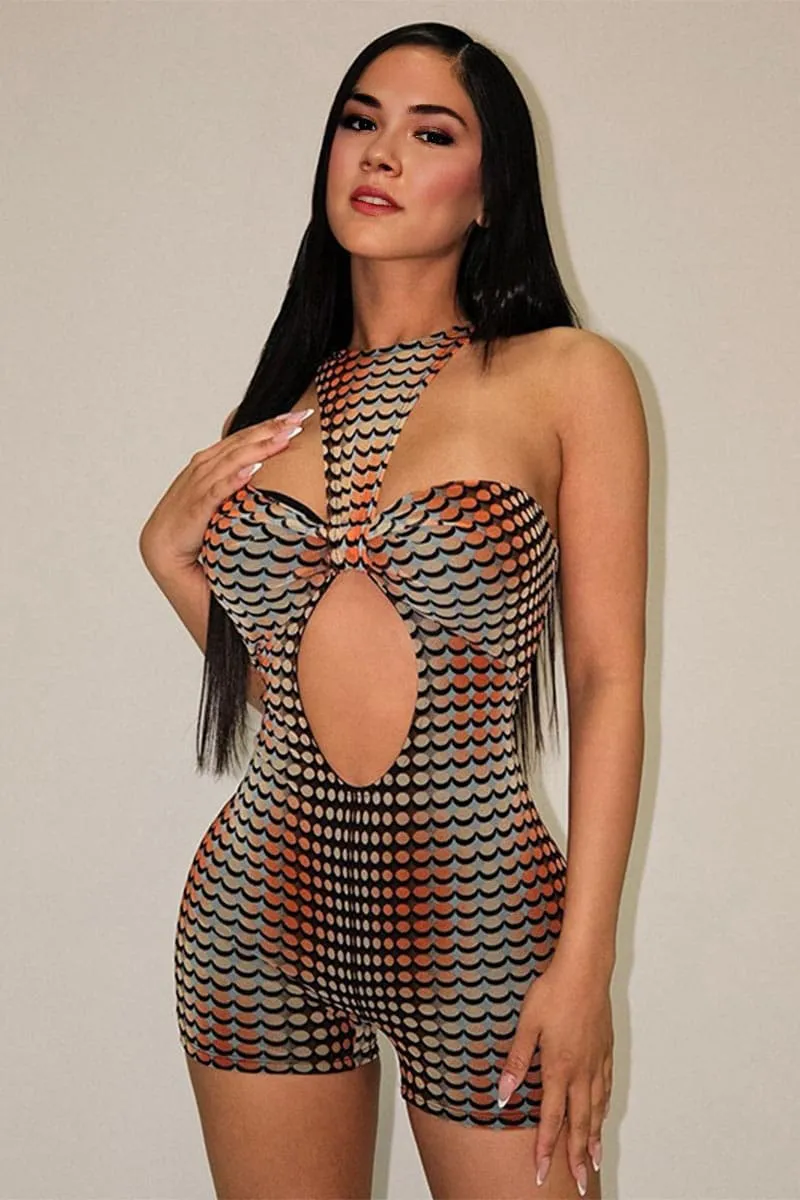 JC459 Sleeveless Graphic Rompers
