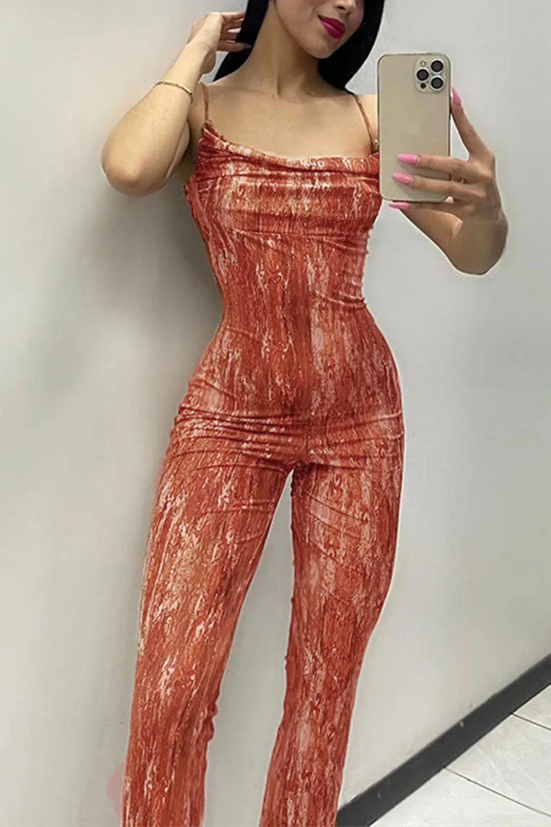 JH0551 Tie Dye Mesh Jumpsuits