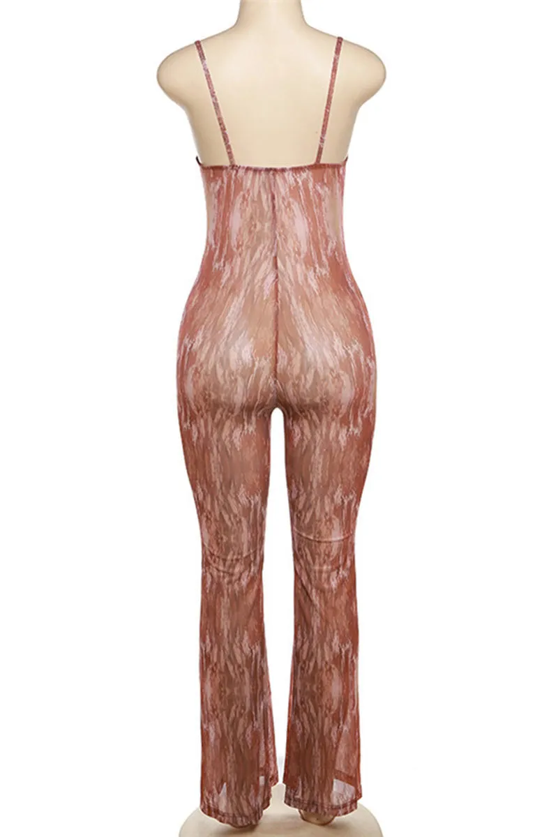 JH0551 Tie Dye Mesh Jumpsuits