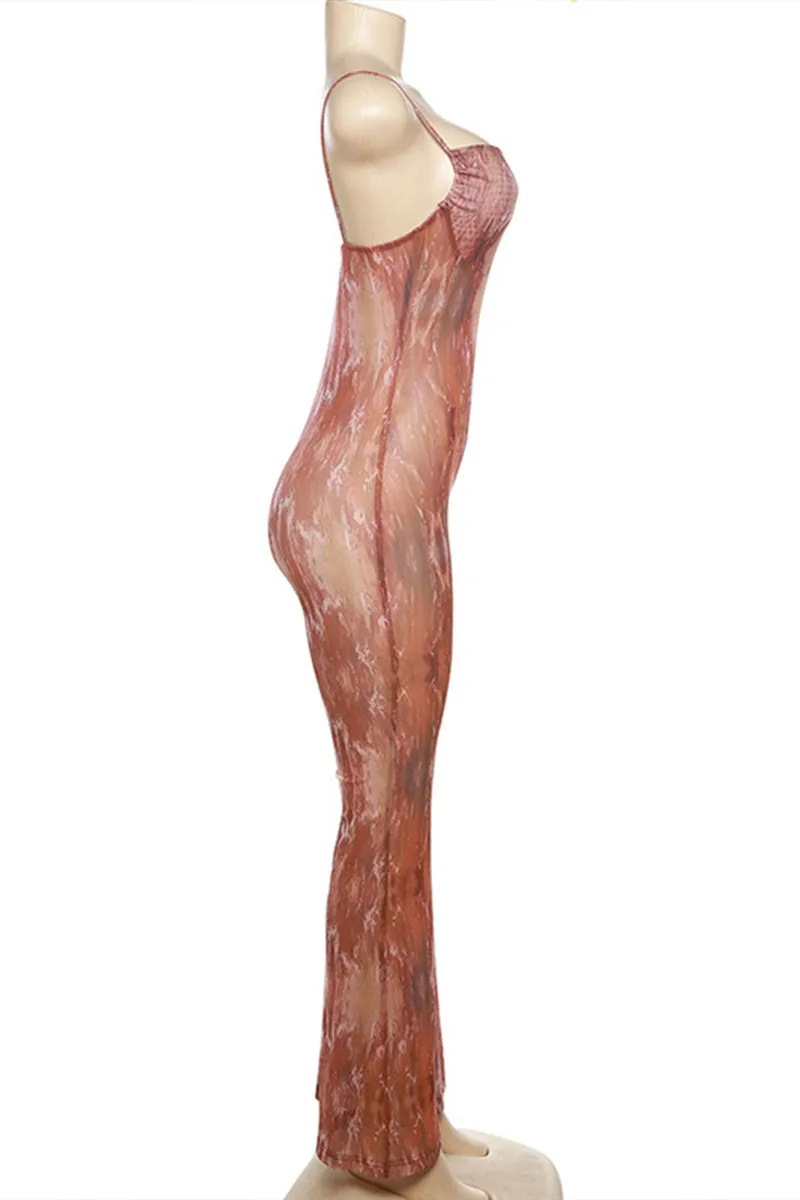 JH0551 Tie Dye Mesh Jumpsuits