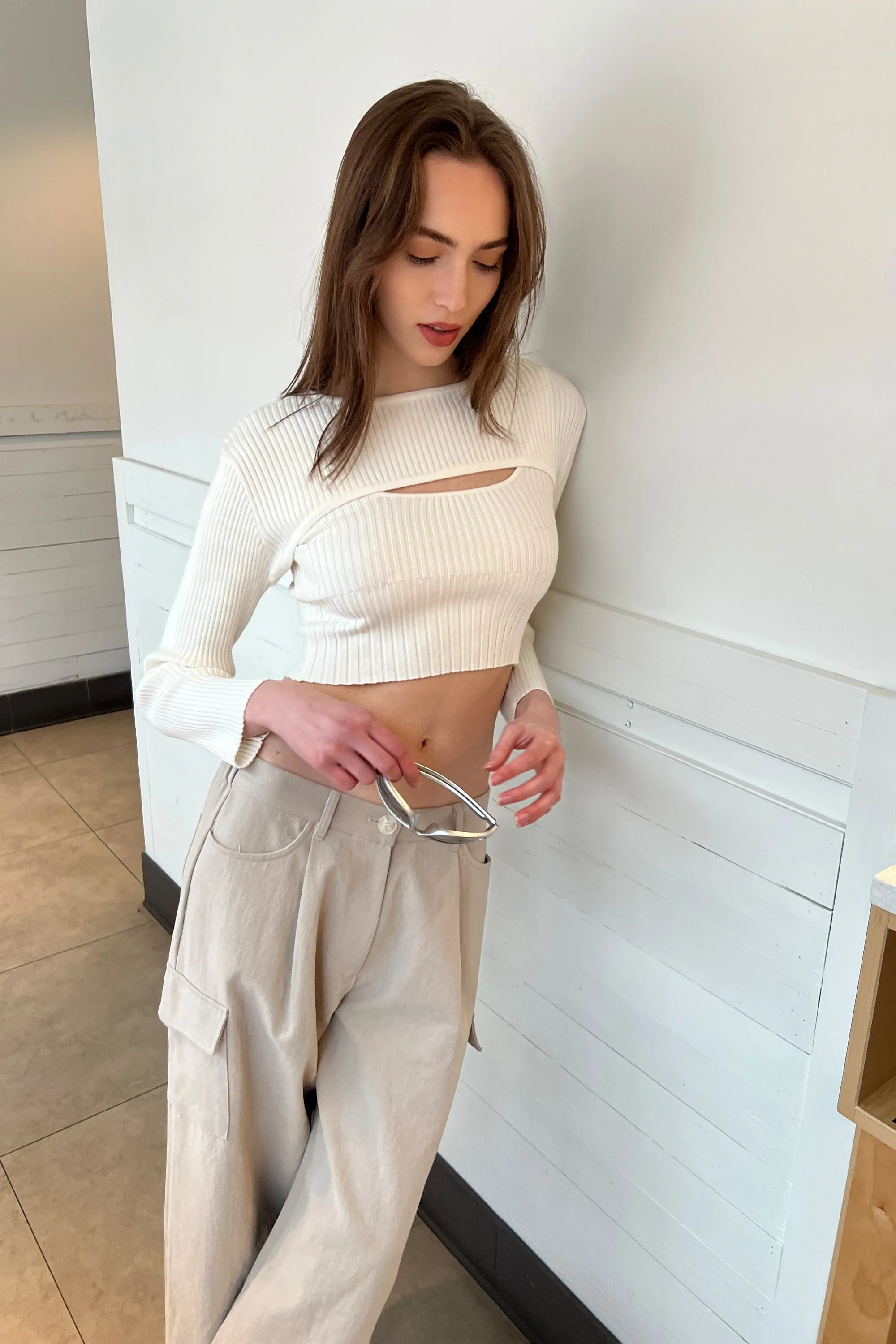 LAYERED LONG SLEEVE AND CROPPED TANK SET