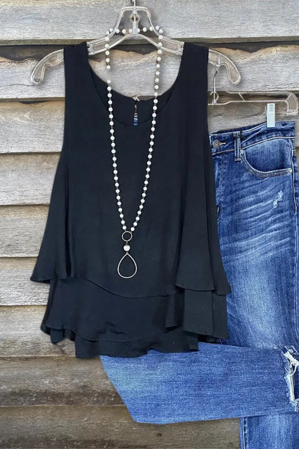 Linen-look Double Layer Triple Tiered Boho Tank Top