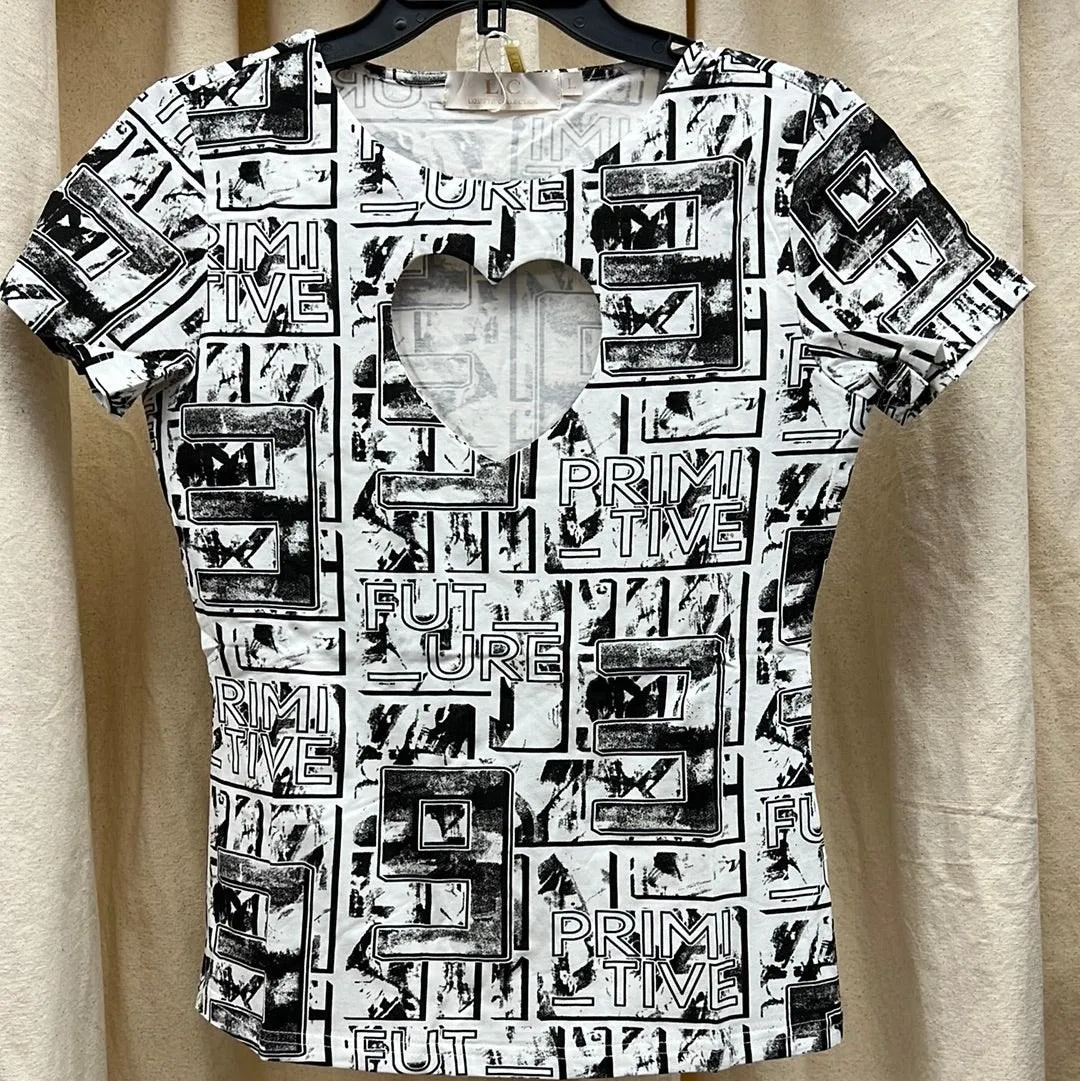Lizette Blouse LC3568 Newsprint Black White