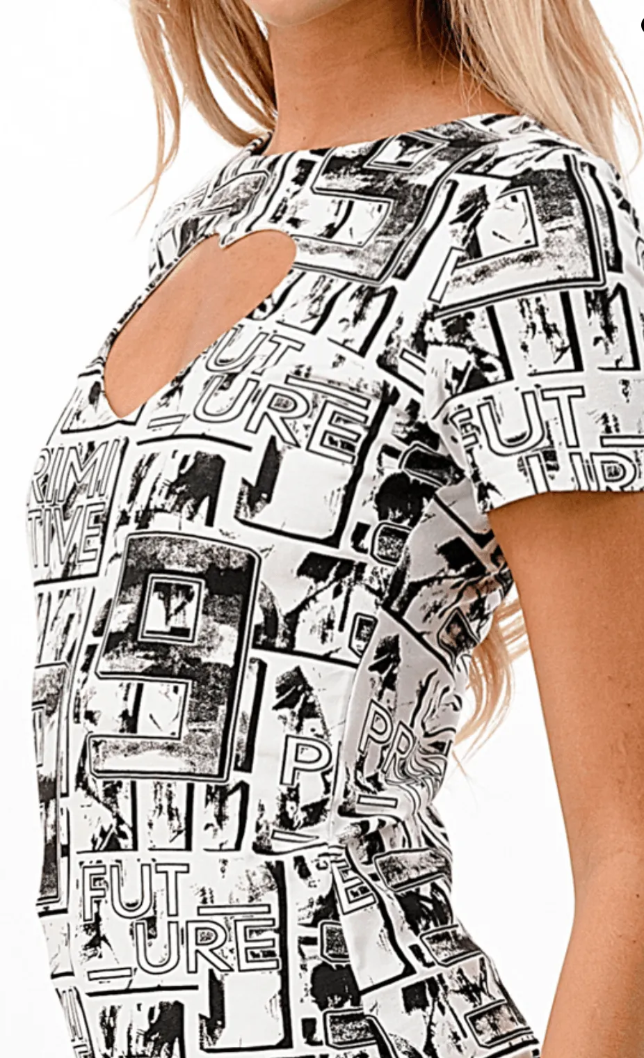 Lizette Blouse LC3568 Newsprint Black White