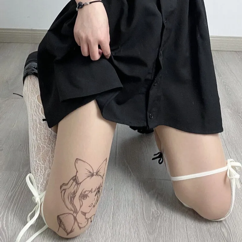 Lolita anime girl tattoo tights