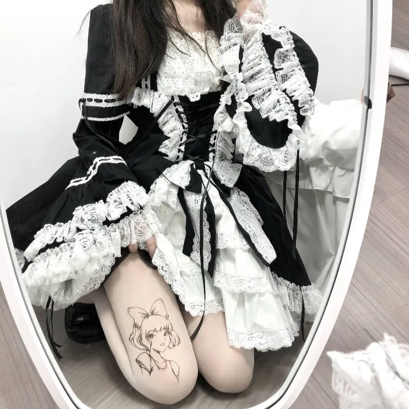 Lolita anime girl tattoo tights