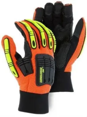 MAJESTIC - Winter Lined Knucklehead X10 Armor Skin Mechanics Glove with Impact Protection, Orange -