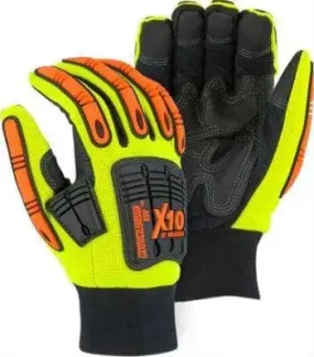 MAJESTIC - Winter Lined Knucklehead X10 Armor Skin Mechanics Glove with Impact Protection, Yellow -