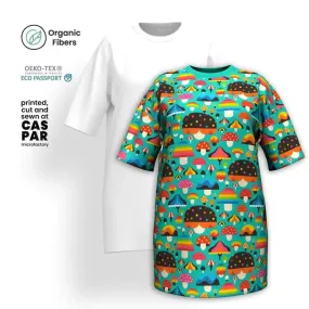 MUSHROOM MANIA mint - T-shirt dress (organic cotton)