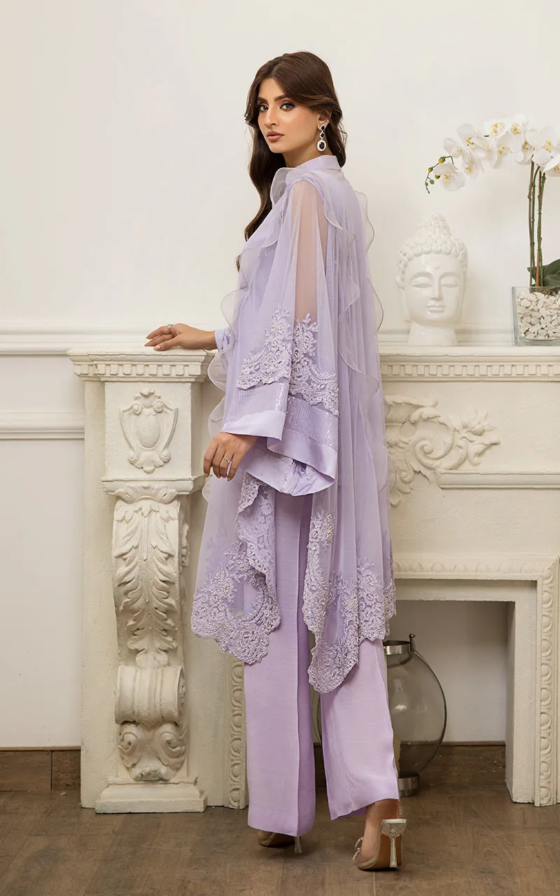 Net Embroidered Cape With Trouser