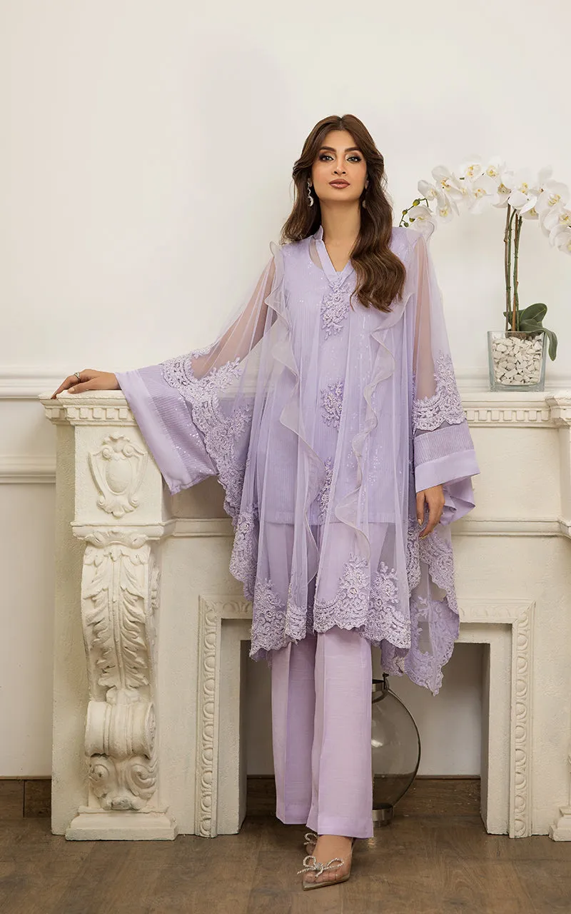 Net Embroidered Cape With Trouser