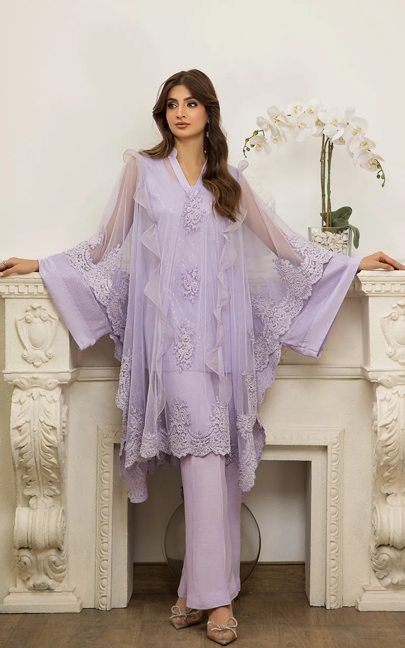 Net Embroidered Cape With Trouser