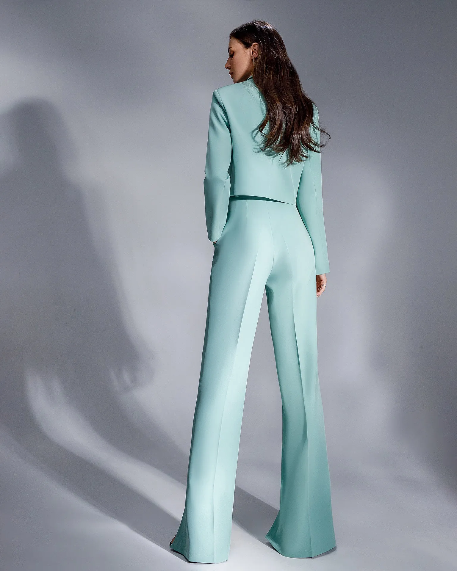 Olive Crop Jacket Suit 2-Piece