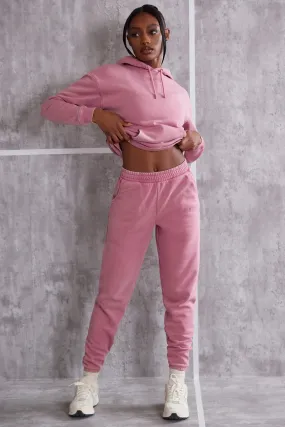 Petite High Waist Cuffed Joggers in Rose