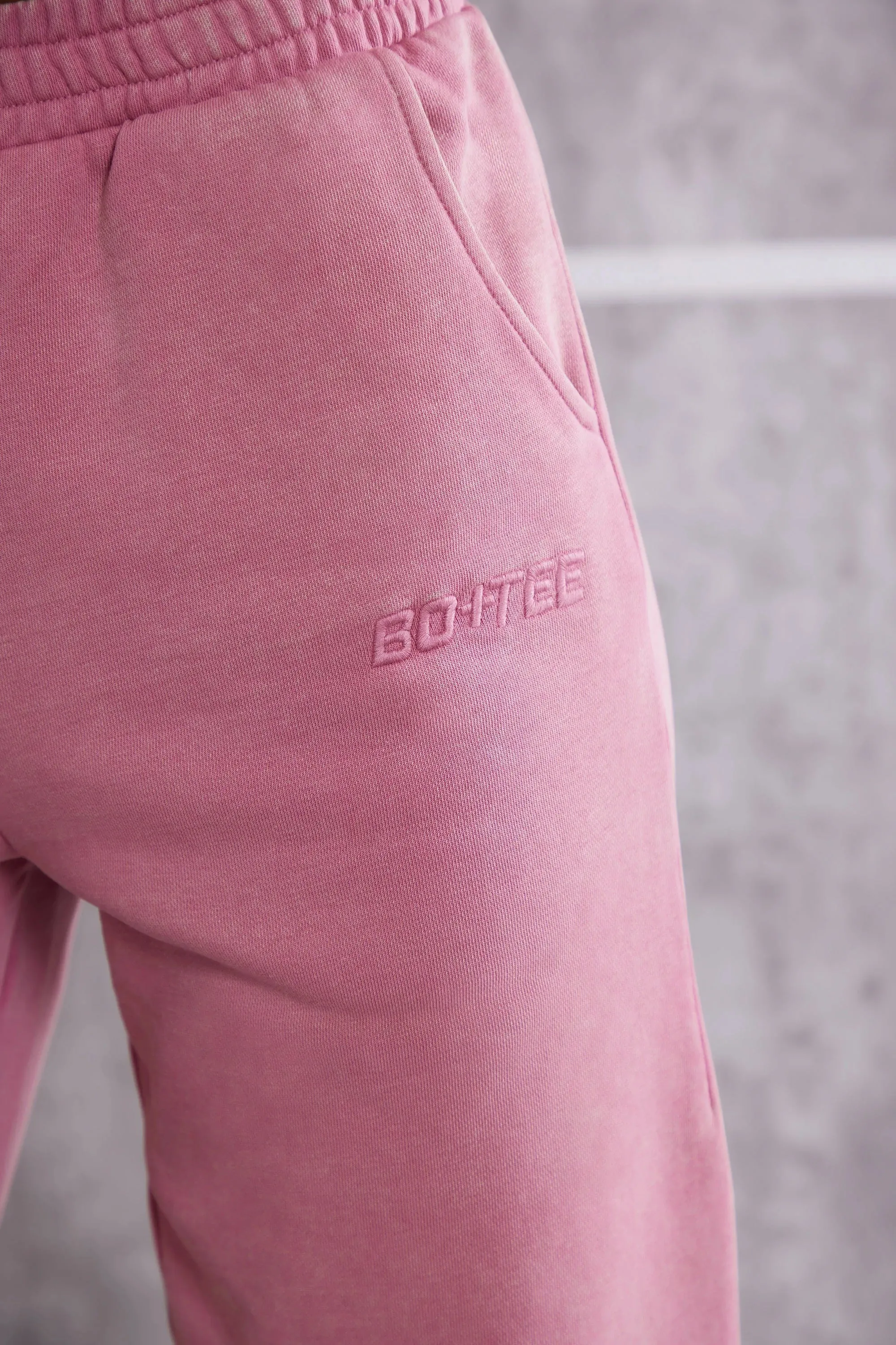 Petite High Waist Cuffed Joggers in Rose