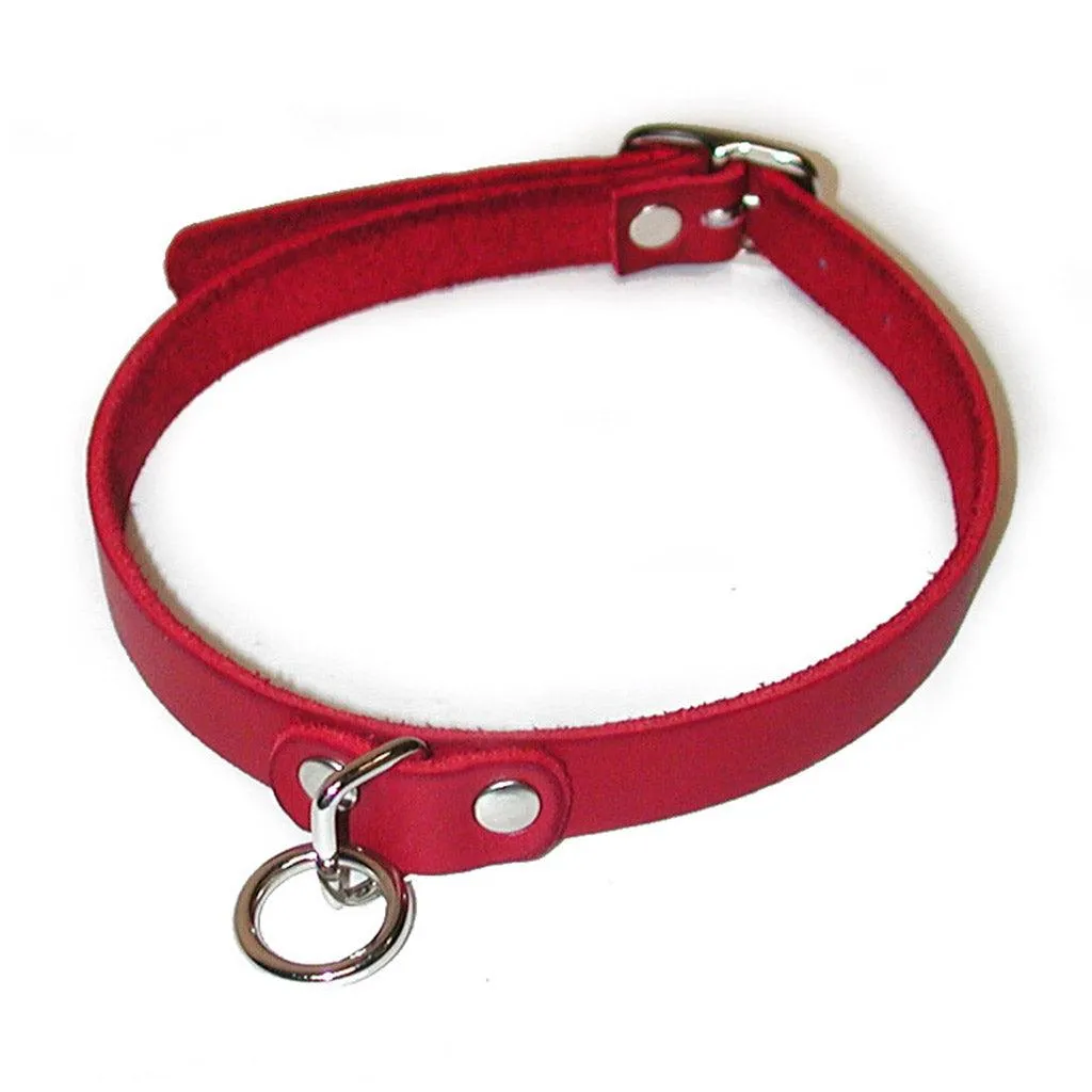 Red Leather Choker w/ O-Ring