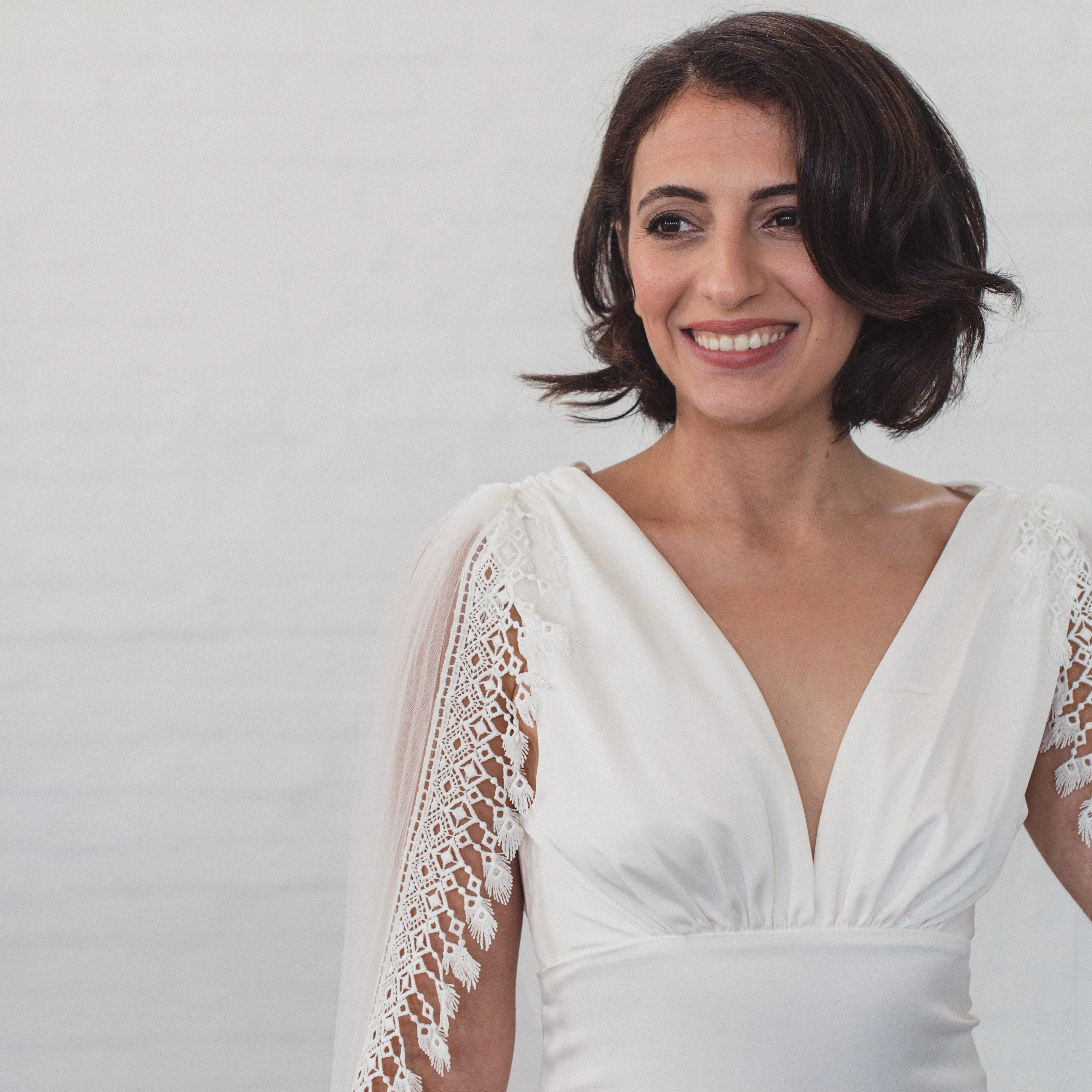RIVER | Soft draped bridal cape with tassel edge