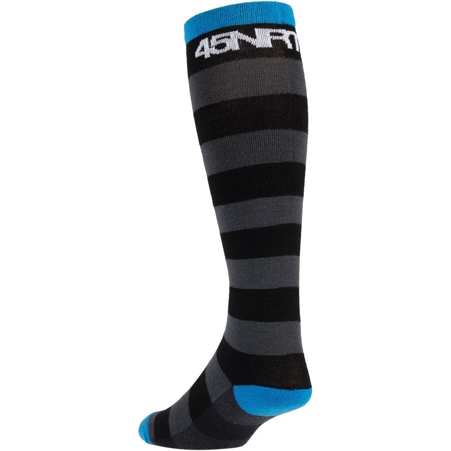 Stripe Midweight Knee Wool Bike Socks - Black