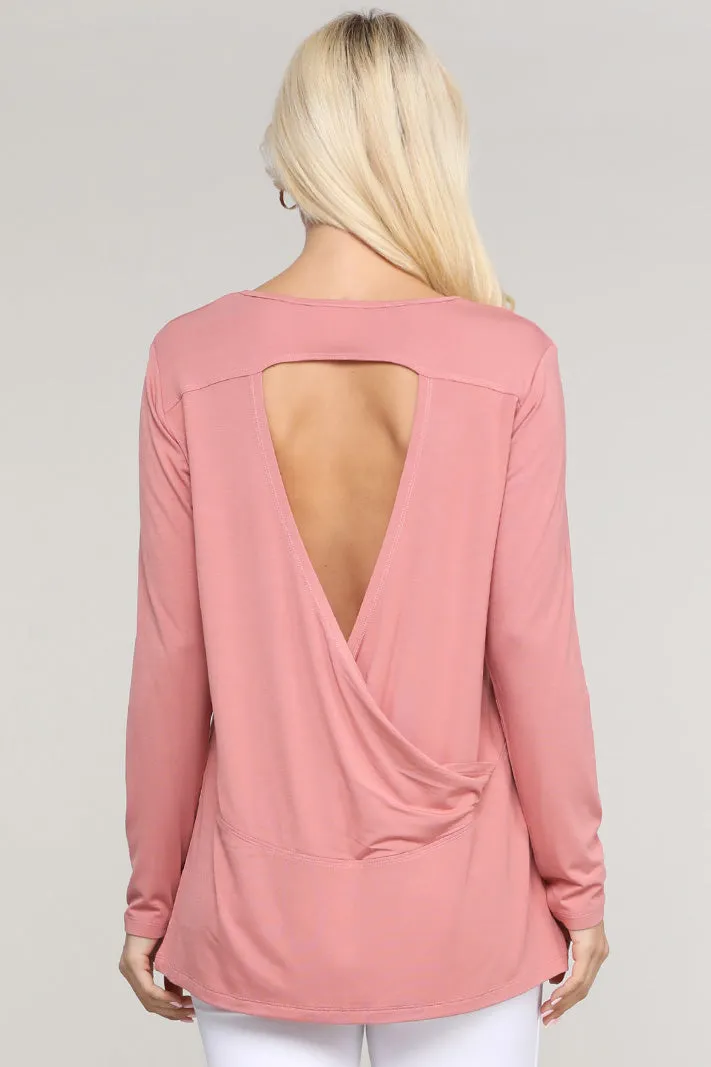 Turnin' Heads Long Sleeve Open Back Top