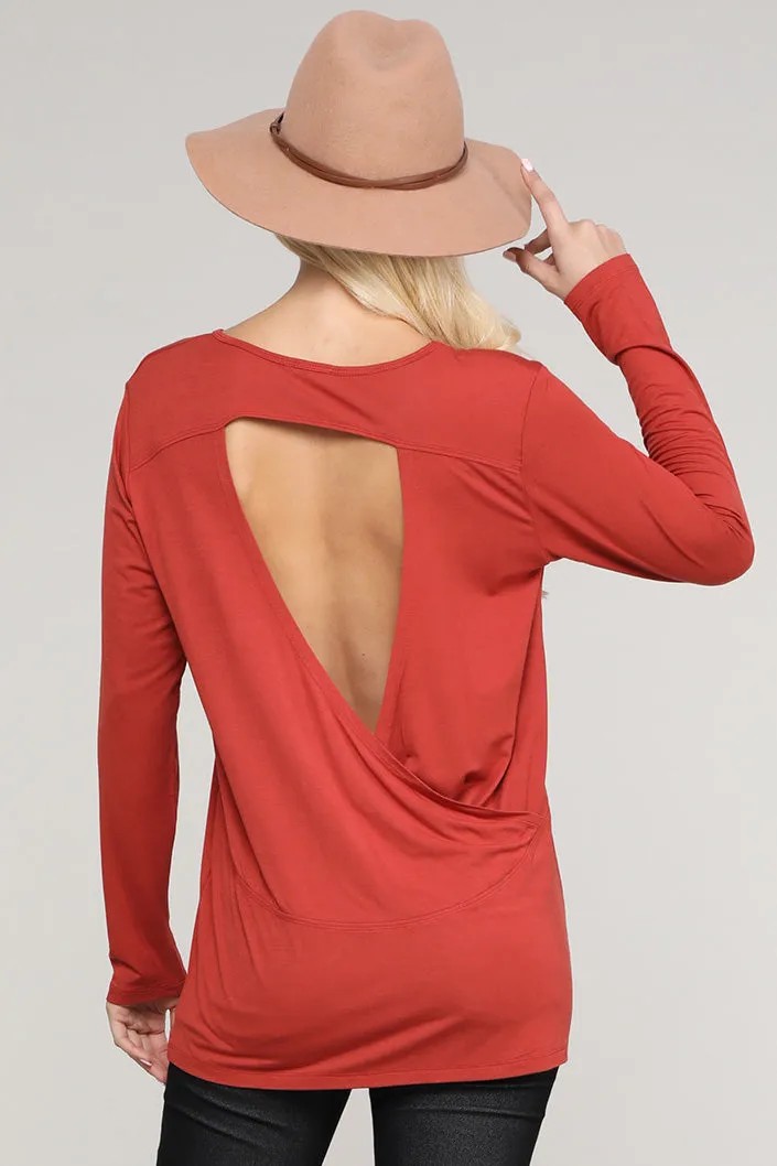Turnin' Heads Long Sleeve Open Back Top
