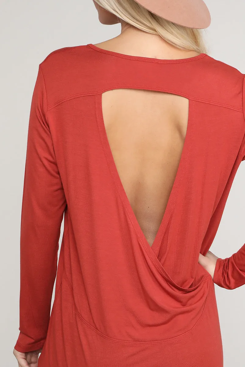 Turnin' Heads Long Sleeve Open Back Top