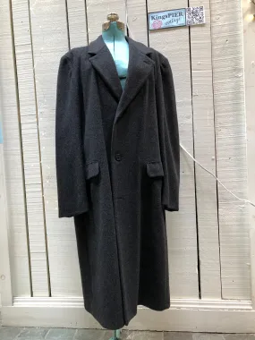 Vintage Adolfo Charcoal Grey Wool Coat, Made in USA, Size 42L