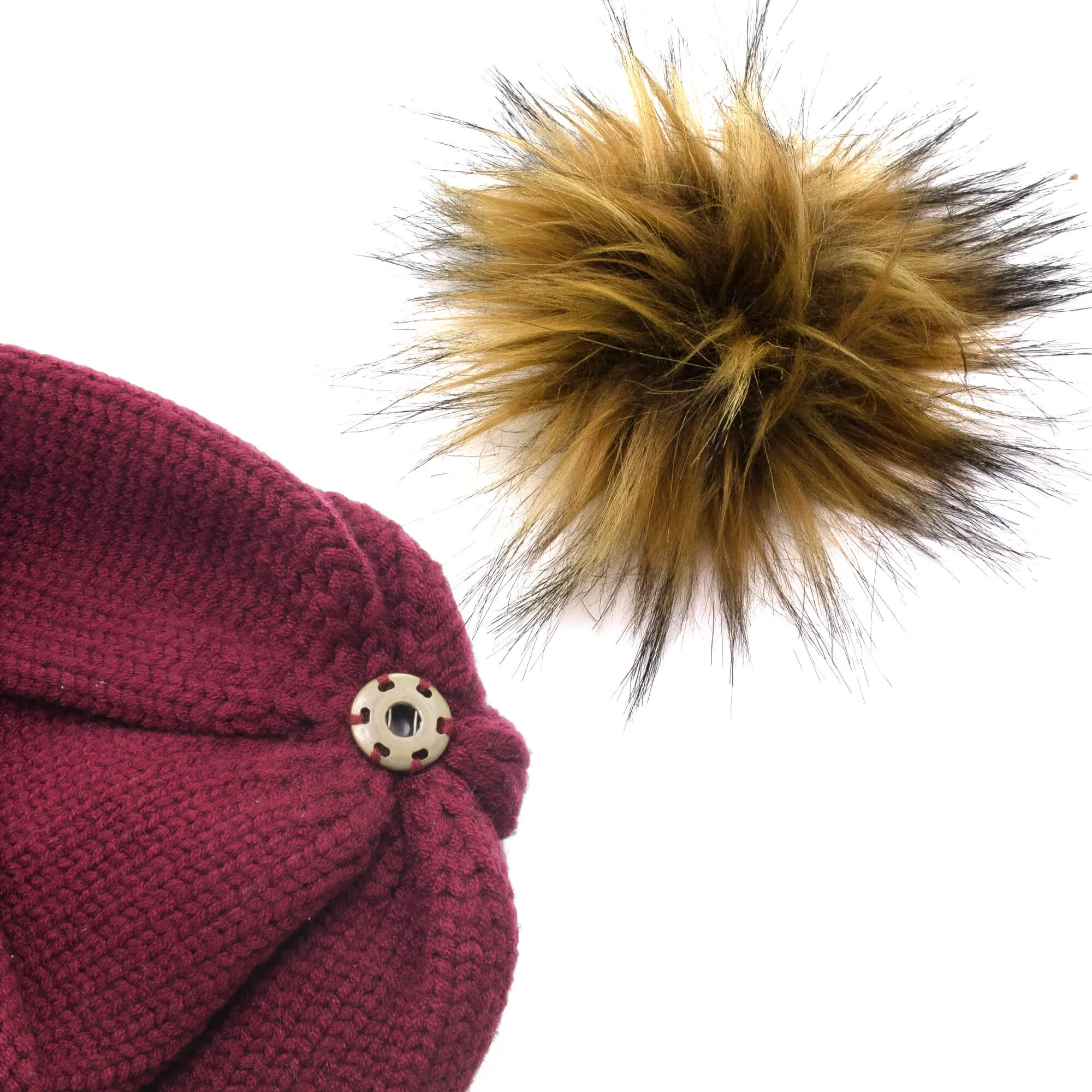 Winter Hat | Satin Lined | Detachable Pom Pom | Burgundy
