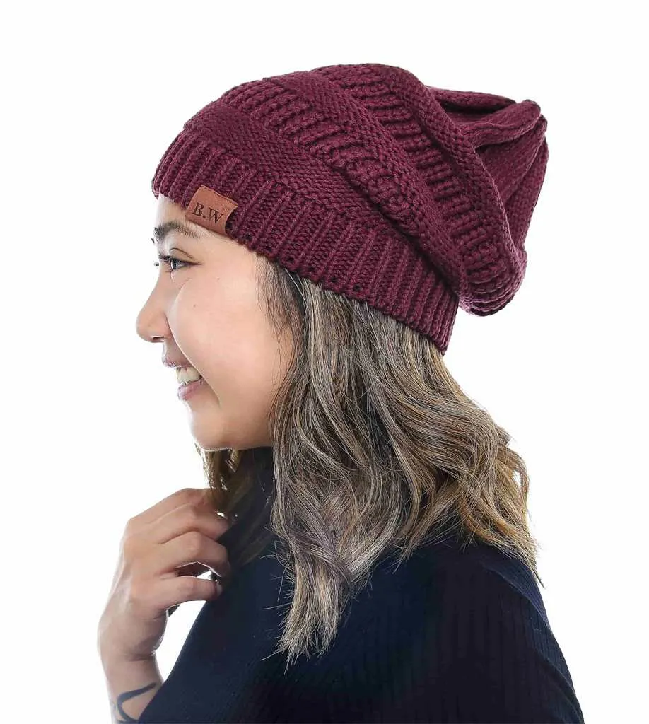 Winter Hat | Satin Lined | Detachable Pom Pom | Burgundy