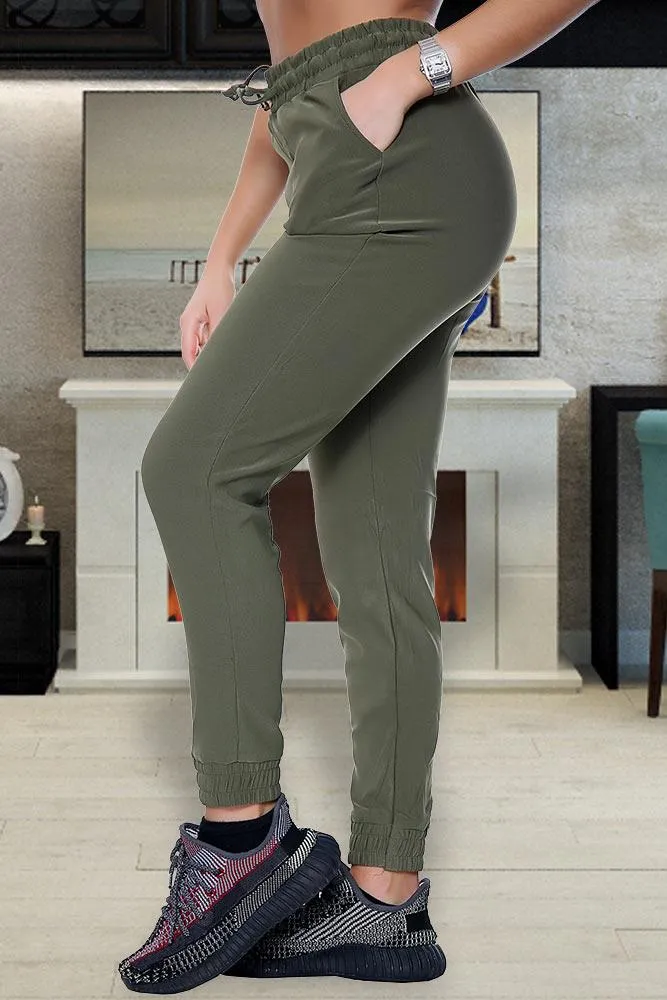 WOMEN PLAIN ELASTICATED HEM JOGGERS