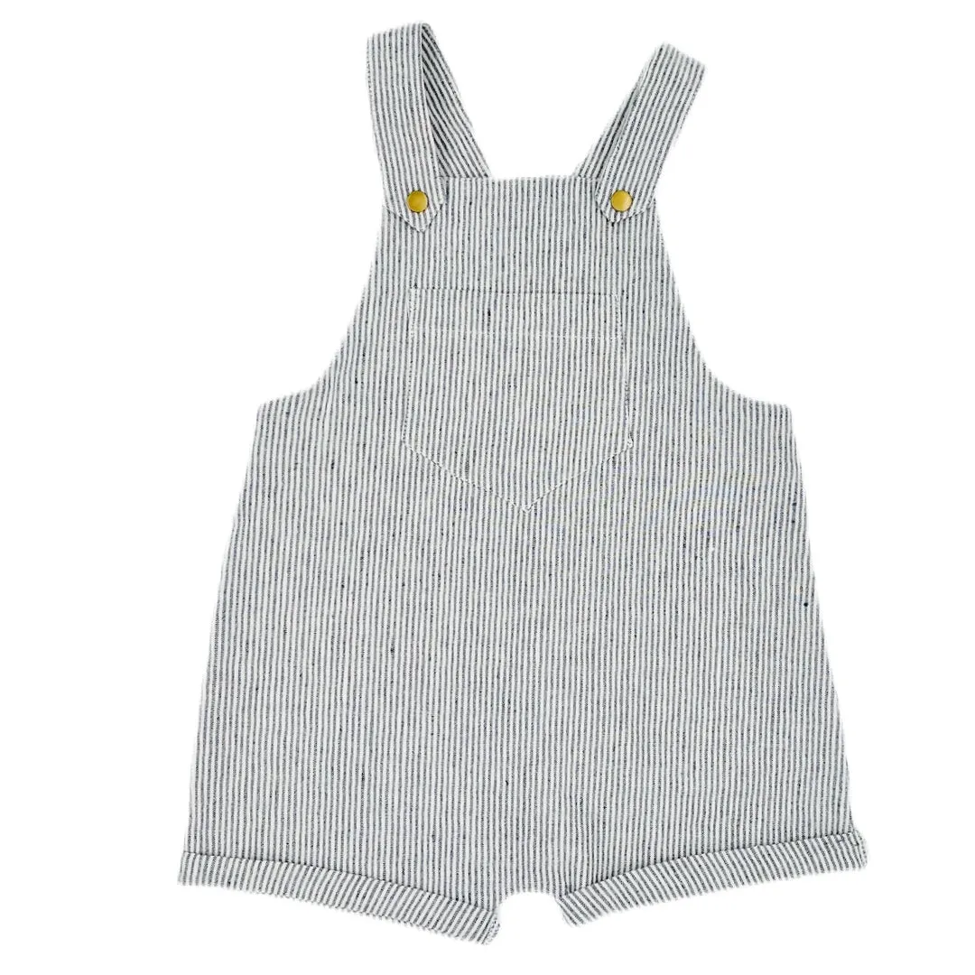 YaaYaa Overall Shorts-Navy & White Stripes