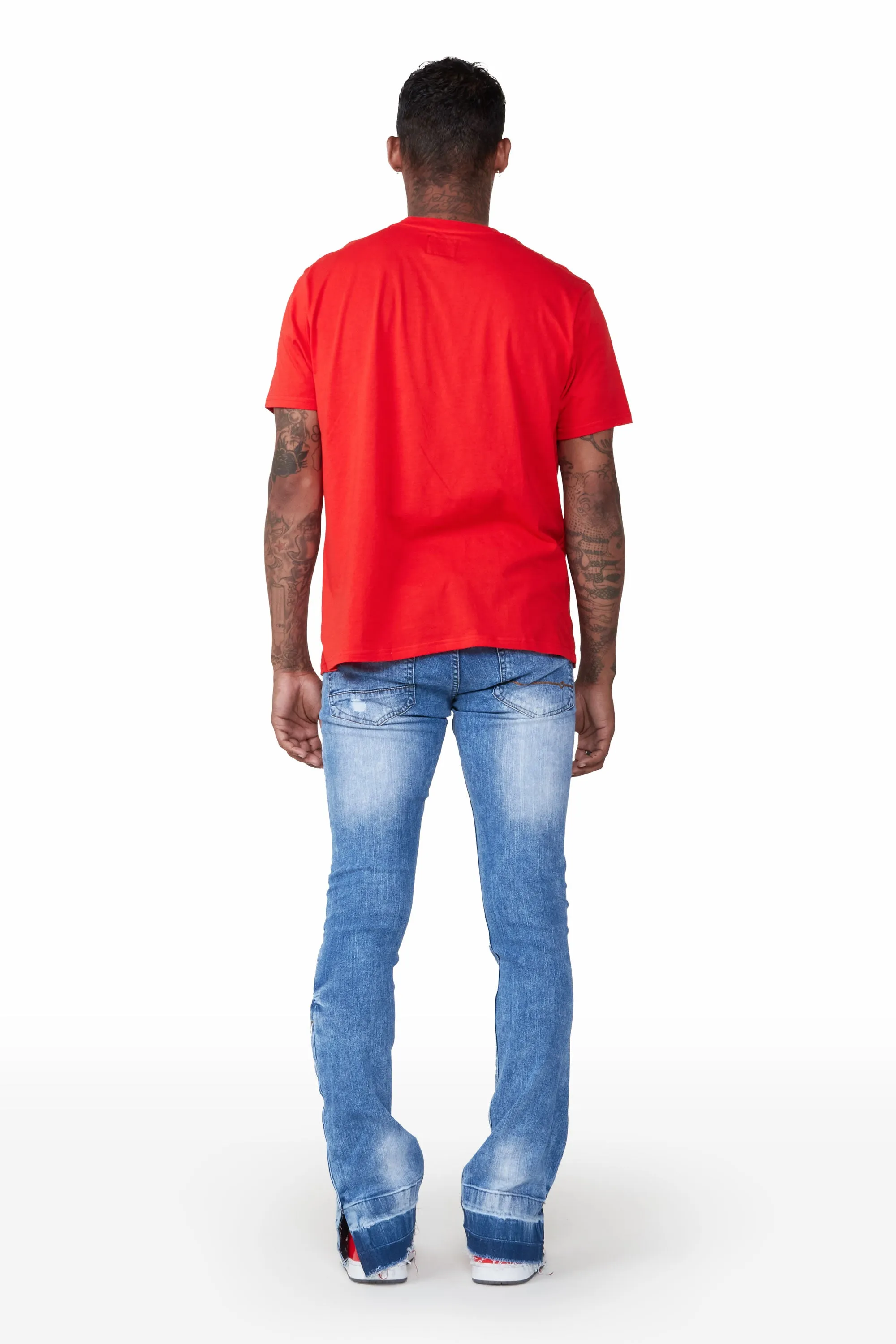 Zaul Blue Stacked Flare Jean